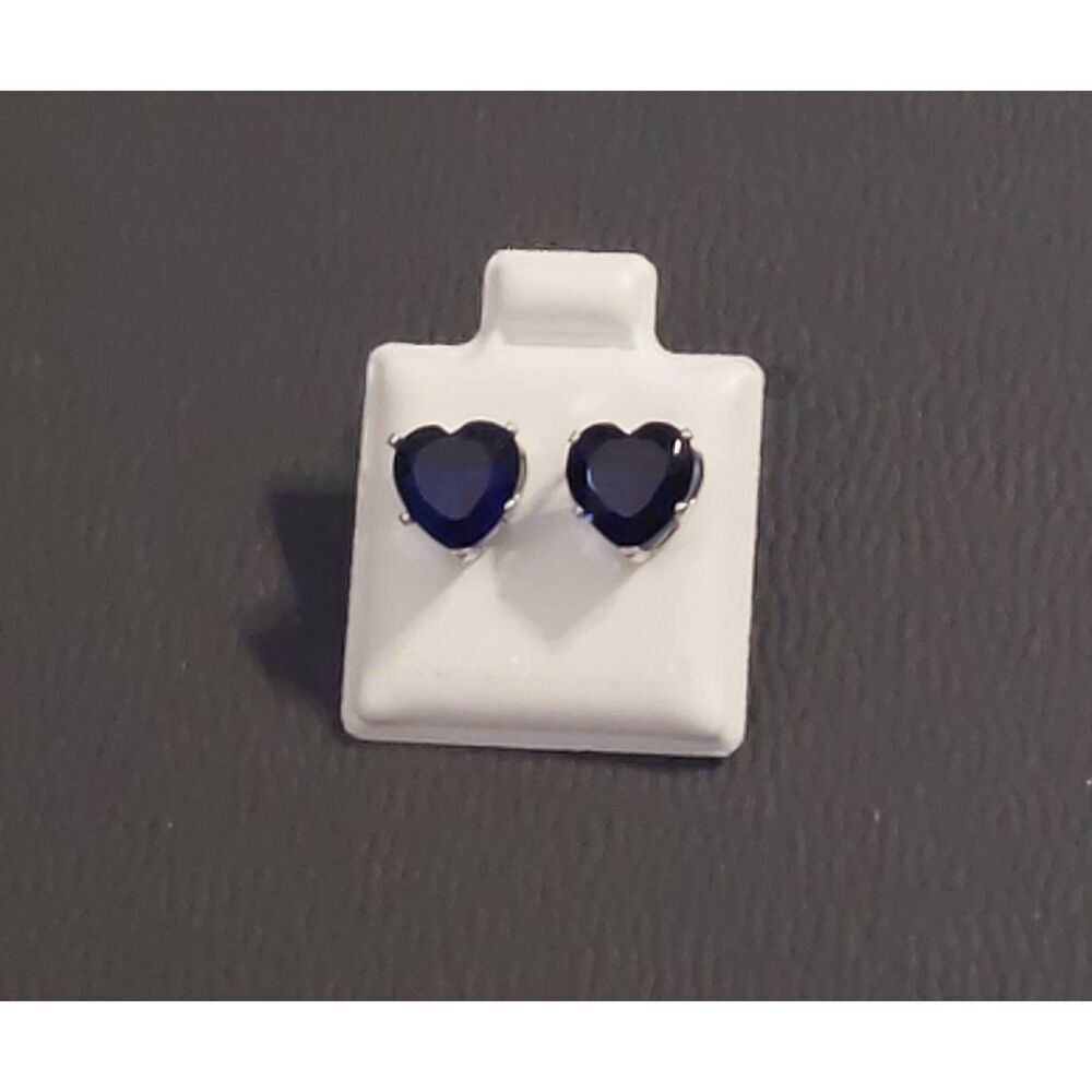 Gorgeous 2 Carat Heart Cut Lab Created Blue Sapphire Stud Earrings~.925 SS
